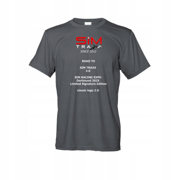 SIM TRAXX T-SHIRT LIMITED SIGNATURE EDITION | HAND SIGNED BY KONRAD | only 16! METALLIC GREY | COLLECT AT SIMRACING EXPO in Dortmund 2025!
